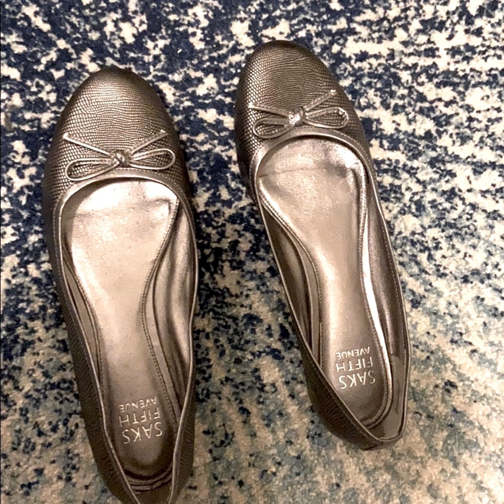 Saks Fifth Avenue Silver Flats